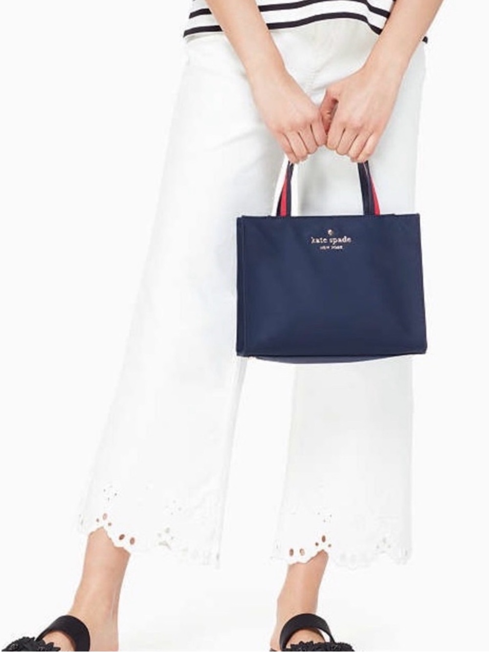 kate spade Navy Tote with Red-Trim Top Handles - Picture 2 of 6